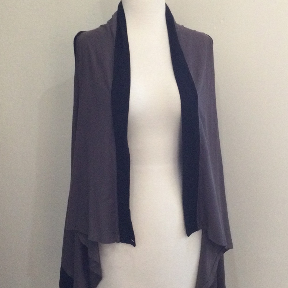Gray and Black Open Front Vest